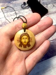 Jesus Christ | Icon pendant | Icon necklace | Wooden pendant | Jewelry icon | Orthodox Icon | Christian saint