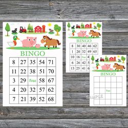 Barnyard bingo cards,Farm animals bingo game,Farm animals printable bingo cards,60 Bingo Cards,INSTANT DOWNLOAD--189