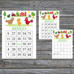 Chicken bingo cards,Farm animals bingo game,Barnyard printable bingo cards,60 Bingo Cards,INSTANT DOWNLOAD--188