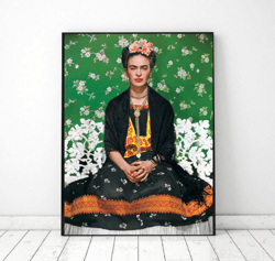 Frida Khalo wall art green, Photo Frida Kahlo printable Digital download, frida khalo wall art, frida khalo art print, f