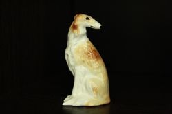 Russian borzoi figurine dog ceramics handmade, statuette porcelain