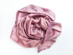 Soft pink silk scarf Hand Dyed women handkerchief Tye Dye autumn shawl Birthday gift for women Thankgiving gift for Mom