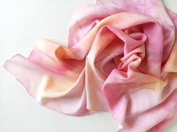 Pink handkerchief Tye dye floral scarf Hand painted women shawl Birthday gift for Mom Thankgiving Autumn sister gift