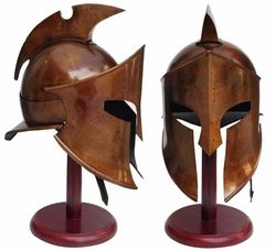Knight Roman 300 Spartan Armour Handmade Movie Warrior Costume Helmet with Wooden Stand