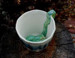 Ceramic art mug Snake Surprise mug Coffee tea cup Multicolored ceramic mug Snake figurine inside Funny gift