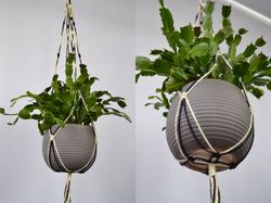 Macrame plant holder of natural jute , Black and white plant hanger