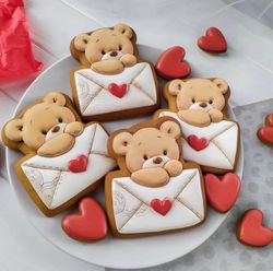 Valentines Day cookie cutters Teddy bear  cookie cutters Custom stamp cookie cutter for cake topper gingerbread cookie