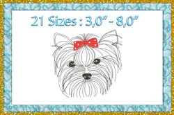 Yorkshire terrier bow machine Embroidery design Instant Download