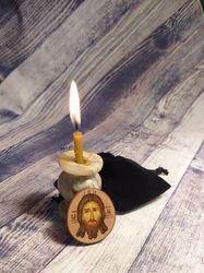 Jesus Christ | Hand painted icon | Travel size icon | Orthodox icon for travellers | Small Orthodox icon