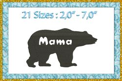Mama Bear Silhouette Embroidery design BEAR Embroidery design grizzly Embroidery design grizzly Embroidery grizzly Silho
