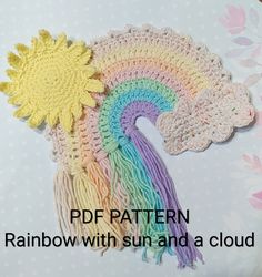 CROCHET PATTERN Rainbow with sun and a cloud/ Wall hanging/ Applique crochet rainbow/ Ornament for baby/ Little rainbow