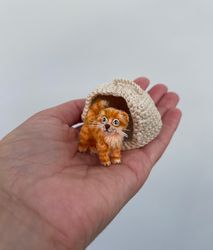 Miniature realistic cat Scottish Fold cat ooak unique mini toy crochet kitten figurine dollhouse miniatures 1 to 6 scale