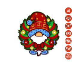 Layered Christmas gnome  SVG  for Cricut