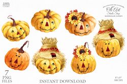 Scarecrow pumpkin, Scarecrow face, Fall clipart, autumn pumpkin, cute characters