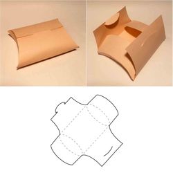 Folded pillow box template, favor box, wedding favor box, gift box, soap box, SVG, PDF, Cricut, Silhouette, 8.5x11, A4