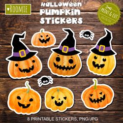 Halloween Pumpkin DIY Stickers for Cricut, Silhouette, Printable pumpkin stickers, decals