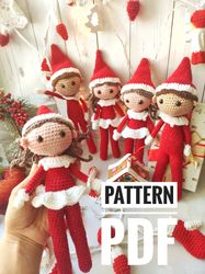 Christmas Elf Crochet PATTERN, Elf PATTERN, Amigurumi Elf toy 9 inch (20cm)