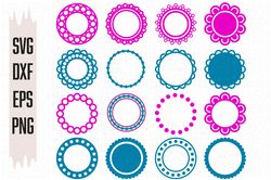 Bundle Circle Monogram Frames SVG files, Digital download, 16 Designs