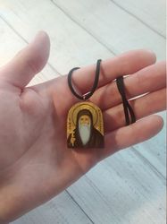Saint Kyrillos | Icon necklace | Wooden pendant | Jewelry icon | Orthodox Icon | Christian saint