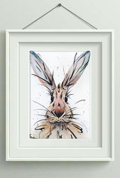 8"x11" Watercolor rabbit Original wall decor art Anne Gorywine