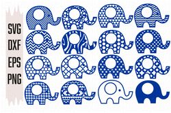 Bundle Elephant Monogram SVG files, Digital download, 16 Designs