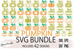 Bundle Pumpkin SVG files, Thanksgiving cut file, Digital download, 42 Designs