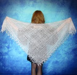White Orenburg shawl, Hand knit Russian shawl, Lace wedding shawl, Bridal cover up, Warm cape, Wool wrap, Handmade stole