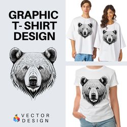 Bear Design t-shirt. Digital t-shirt. Logo t-shirt. Vectort-shirt. Graphics t-shirt.