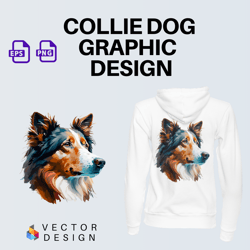 Collie dog Design T-shirt. Vector Logo. Digital Art. Eps, Png, Graphic Design T shirts. Graphic Illustration.