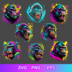 Collection Gorilla Download SVG, PNG, Gorilla Designs T-shirt, Set Gorilla Digital