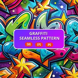 Graffiti Seamless Pattern SVG | Graffiti Abstract Seamless Texture SVG | Graffiti Pattern Background | Pattern Design
