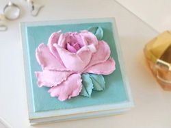 Small jewelry box with rose Gift for woman for Mother's day Trinket box for girl Shabby chic decor Custom jewelry box
