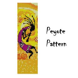 peyote bead pattern kokopelli, seed beaded peyoted pattern bracelet, ethnic beading bracelet pattern pdf, indian inspire