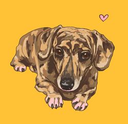 Custom Dog Portrait, Lovely Style, Personalized Dog Gift, Pet Memorial, Hand drawn digital dog art
