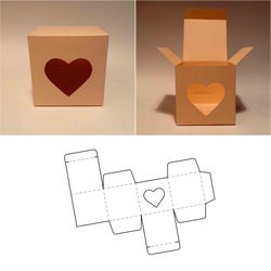 Heart gift box template, heart box, box with window, love gift box, romantic gift box, SVG, PDF, Cricut, Silhouette, DXF
