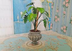 Flower in a pot. Dollhouse miniature.Completely handmade.1:12 scale.