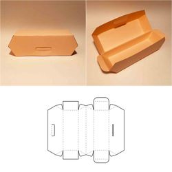 Hot dog box template, hot dog container, hot dog gift box, french dog box, hot dog packaging, SVG, PDF, Cricut, DXF