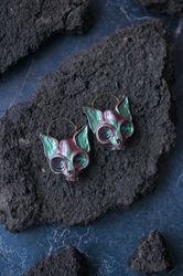 Alternative gifts. Cat skull earrings for metalhead