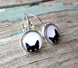 Black Cat Earrings Dangle
