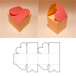 Love box template, heart box, romantic box, gift box, birthday gift box, printable box, instant download, 8.5x11, A4, A3