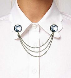 Full Moon Brooch Collar Pin with chain
