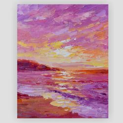 California painting original art seascape wall art 8 by 10 inches beach painting sunset art