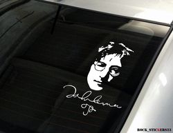 john lennon stickers vinyl portrait plus signature autographs the beatles guitar, car stickers