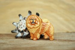 Brooch Chow chow figurine - brooch or dog show ring clip/number holder, cast plastic, hand-painted russianartdogs