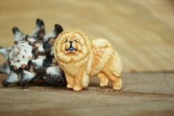 Brooch Chow chow figurine - brooch or dog show ring clip/number holder, cast plastic, hand-painted russianartdogs