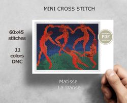 Mini cross stitch pattern Modern tiny art - Matisse - Dance - Famous art Tiny miniature painting 214