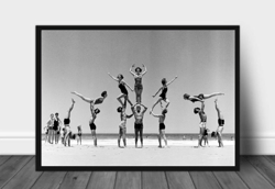 Vintage photo acrobats printable, Vintage printable sport photo, Black and White Photo, Beach Photo Art Print