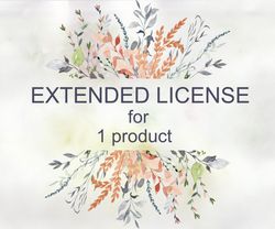 Commercial license, EXTENDED LICENSE / Single product - Digital Download Printable Watercolor Clipart.