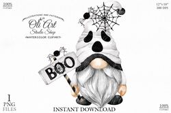Ghost gnome design, ghost clip art, halloween, cute characters Boo. Halloween design Digital Download. OliArtStudioShop
