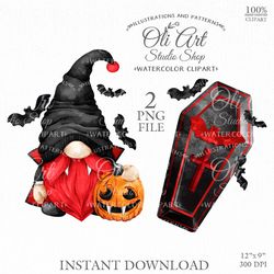 Halloween Digital Clipart. Dracula gnome. Vampire, undead, vampire bat. Design Digital Download. OliArtStudioShop